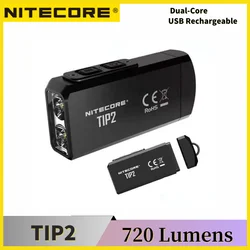 NITECORE-Llavero magnético de doble núcleo, luz recargable de 720 lúmenes, batería integrada, portátil, EDC, TIP2