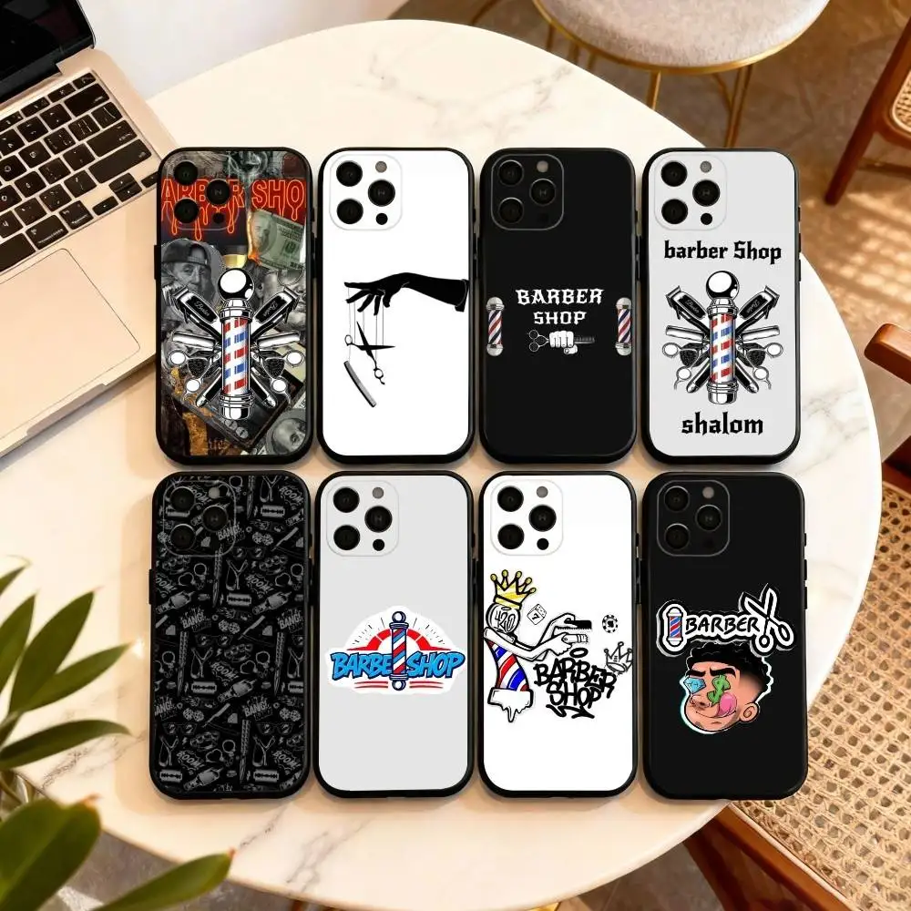 

Barber Shop H-Hair Stylist Salon Phone Case For iPhone 17,16,15,14,13,12,11 Plus,Pro Max,XS,Soft Silicone Black Cover