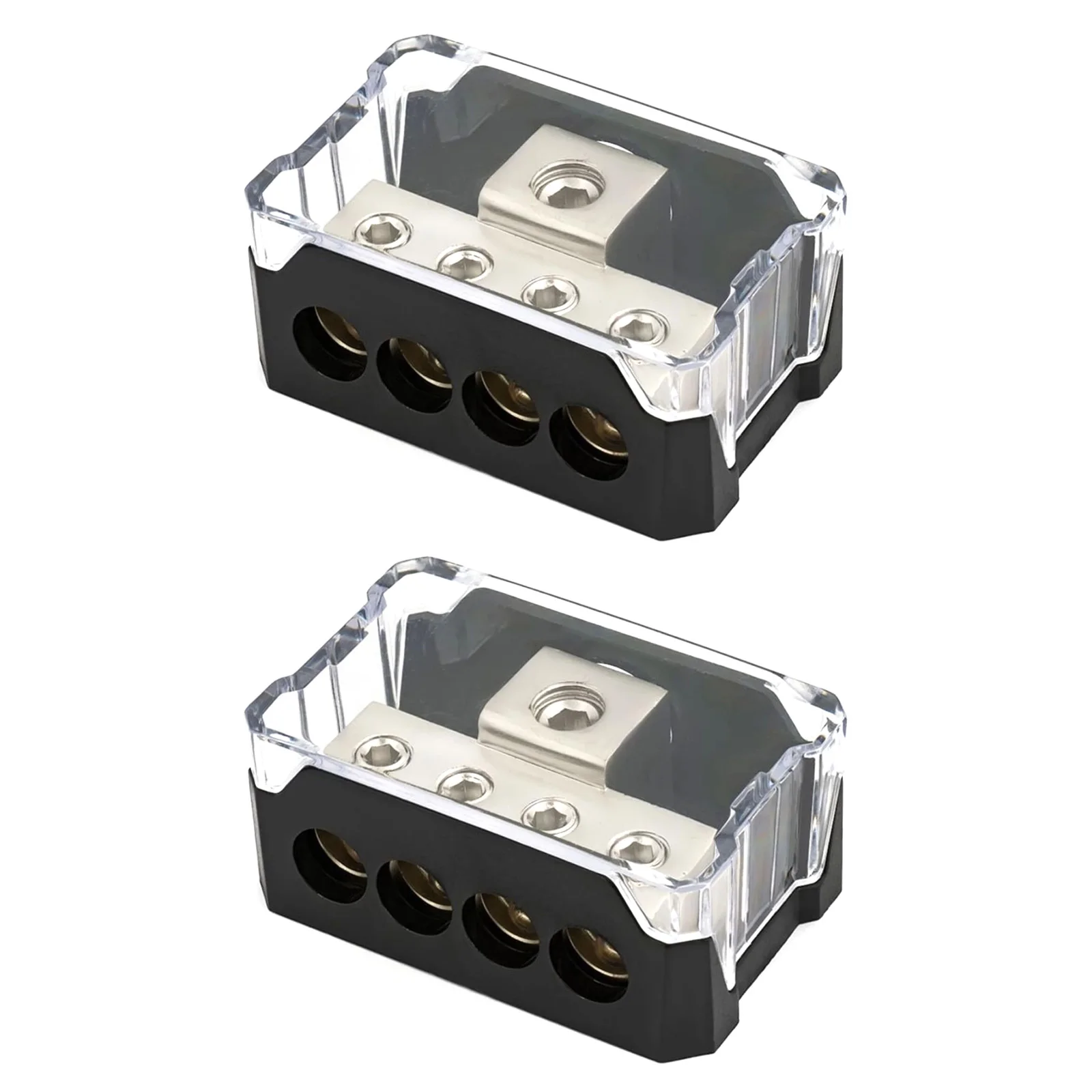 2Pcs/lot 4 Way 1x 0/2/4 AWG Gauge Input 4x 4/8/10 Gauge Output Amp Power Distribution Ground Distributor Connecting Block