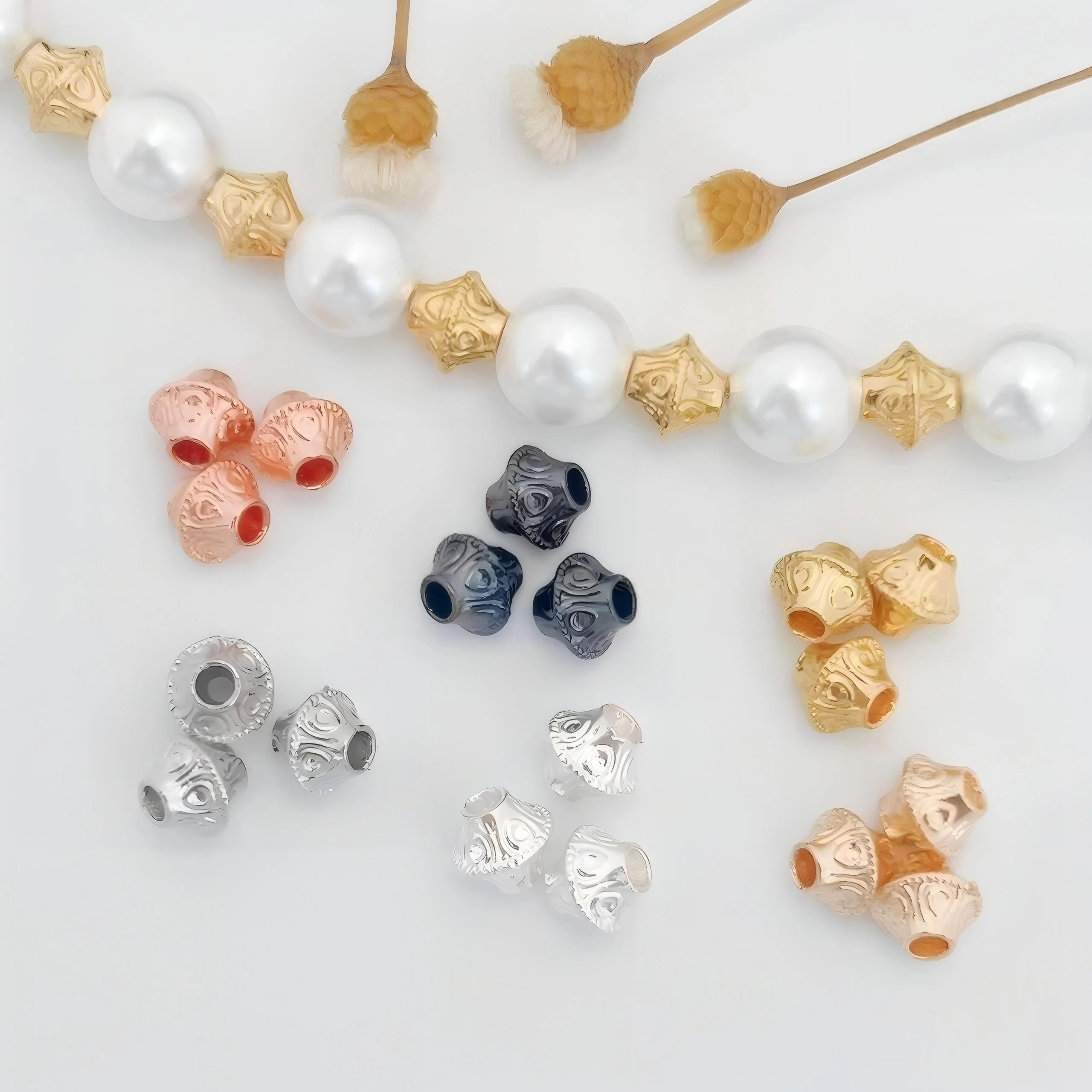 

10pc Gold-plated Rhombus Thread Spacer Beads Handmade Beaded Bracelet Necklace Accessories DIY Jewelry Making Material Wholesale