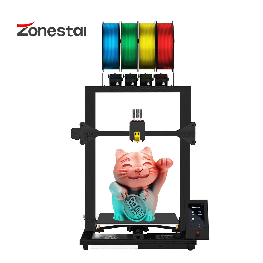 ZONESTAR New Upgrade 4 Extruder 4-IN-1-OUT Mix Multi Color Large Size High Precision Resolution 3D Printer DIY Kit Z8PM4Pro MK2