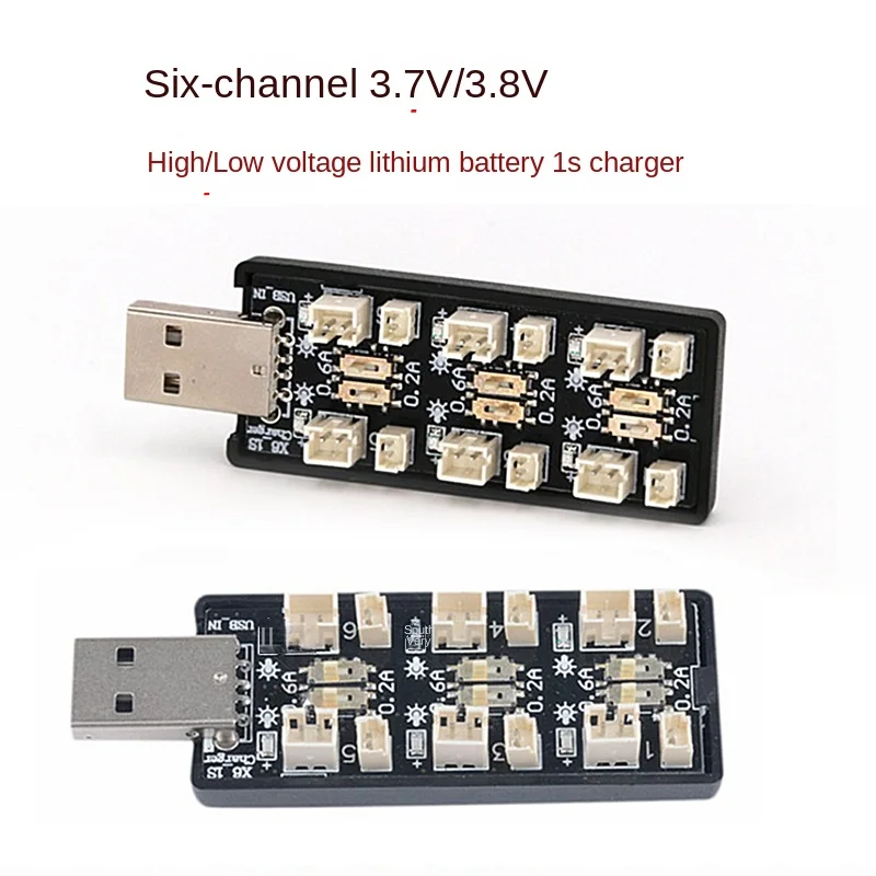 Six channel 1S USB to 3.7V/3.8v battery charger power interface with independent output for intelligent charging