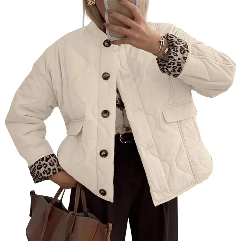 【RECOMENDAR】Female Quilted Jacket Button Down Fall Winter Coats Puffer Padded With Pockets