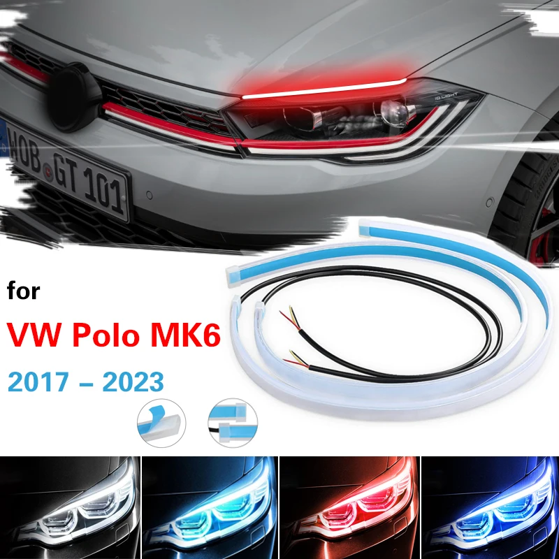 

2PCS 30cm 45cm 60cm Sequential LED Strip Turn Signal Indicator Car DRL Waterproof Daytime Running Light For VW Polo 2017-2023