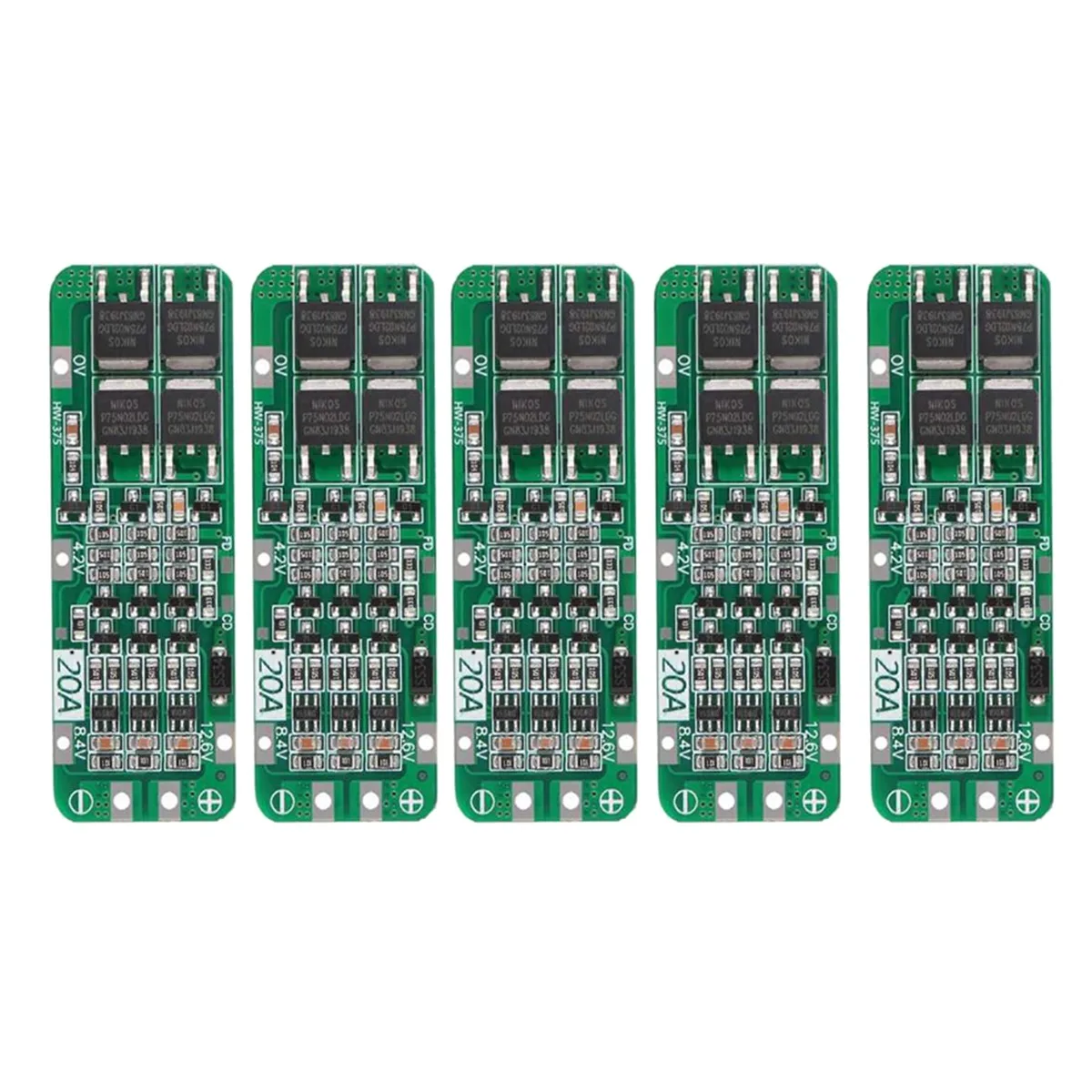 Módulo de cargador de batería de iones de litio, Placa de protección BMS, PCB, 18650 V, 12V, 11,1 V, 5 piezas, 3S, 20A, BMS 12,6