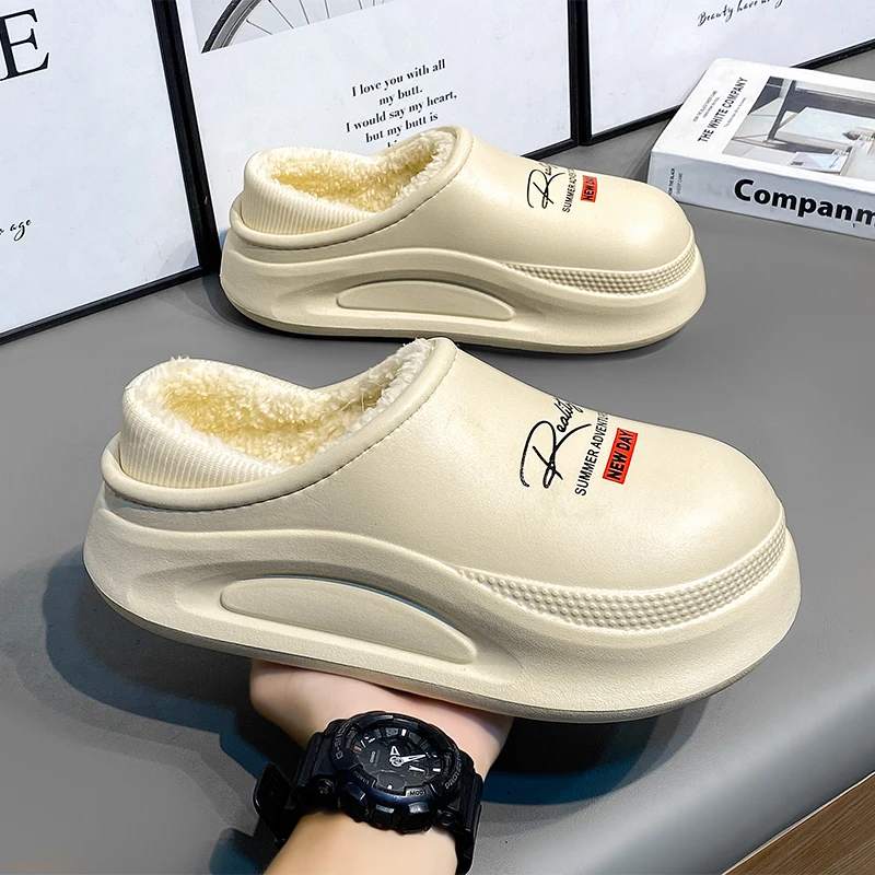 

Cute Cotton Slippers with Heel Women's Winter Fce Indoor Home Anti-Slip Waterproof Thi Bot Cotton oes for Outdoor Wear