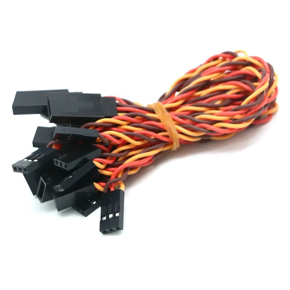 50PCS Male Female Futaba JR 22AWG 200mm 250mm Anti-Interference Twisted Cable Servo Extension Wire For RC Airplanes Drones Parts