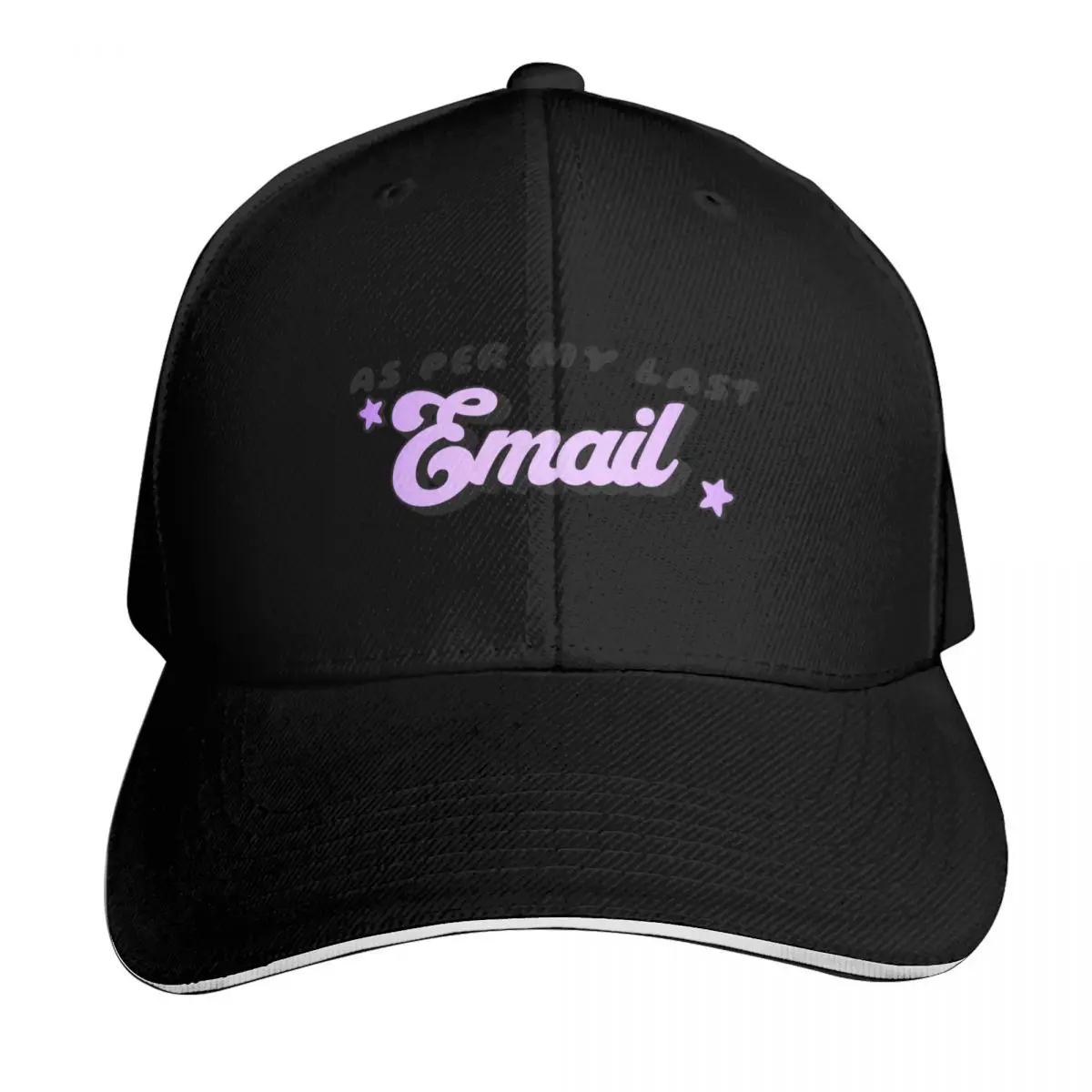 As per my last email sticker Baseball Cap Snapback Flat Bill Strapback Dad Hat Six Panel Structured Crown