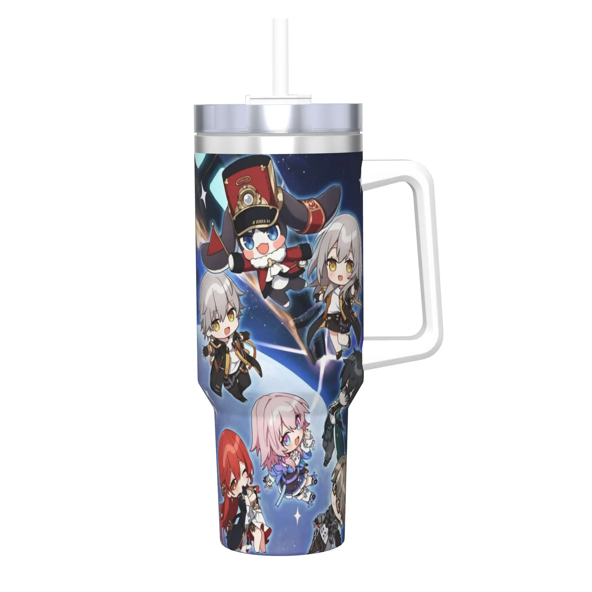 Honkai Star Rail Tumbler With Straw  Stainless Steel Tumblers Cup Double Wall Vacuum Insulated for Cold Or Hot 40oz