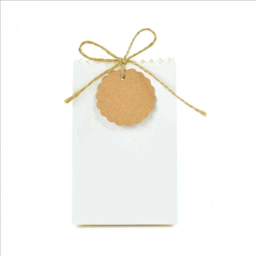 10/20/30 stücke Retro Kraft Papier DIY Geschenk Tasche Weiß Braun Cookie Hochzeit Gunsten Candy Box Lebensmittel verpackung Tasche Mit Seil Geburtstag Deco – Detail 9