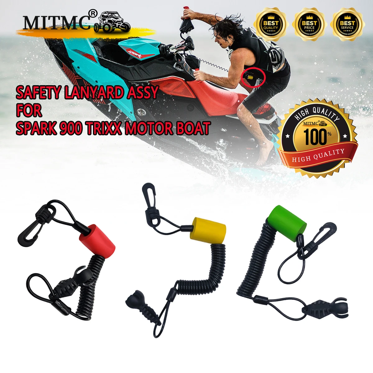 Motor Boat Spark Clip On Safety Lanyard Tether Floating Key For BRP S-D Spark 900 ACE Jet Ski 278002843 278003410