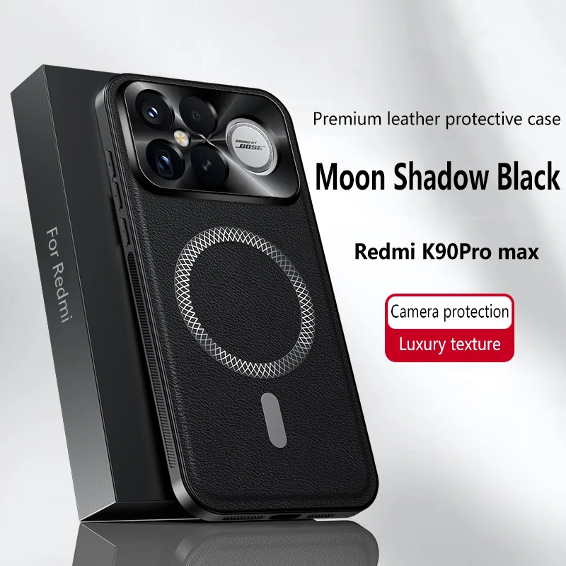 

Leather Phone Case For XiaoMi RedMi K90 Pro Max Magnetic PC Hard Shell Protective Solid Color Back Cover