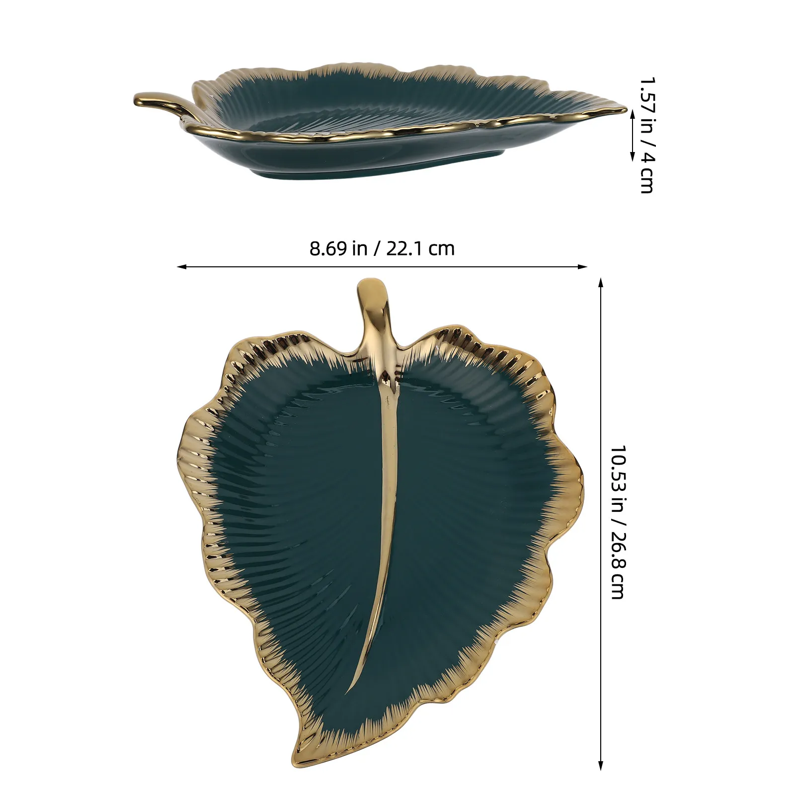 Ceramic Leaf Dish Green Decorative Jewelry Tray Small Key Holder Trinket Dish Ring Display Snack Plate Tea Bag Holder Jewelry view 4