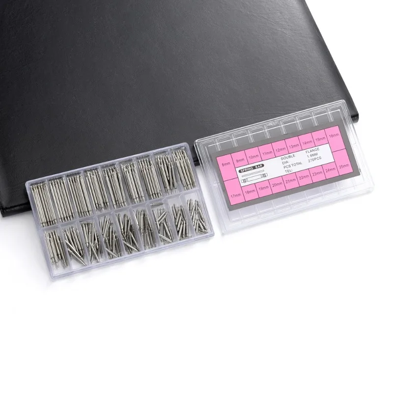 Dia 1.5mm/1.8mm Length 8mm - 25mm Watch Band Strap Stainless Steel Spring Bars 270/360pcs Watch Spring Bar  Repair Kit Accessory