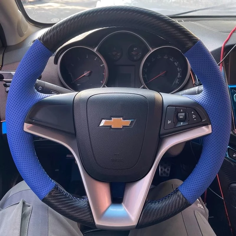 

Hand-stitched Genuine Leather Carbon Fiber car Steering Wheel Cover For Chevrolet Cruze Hatchback Sedan 2009-2014 Aveo 2011