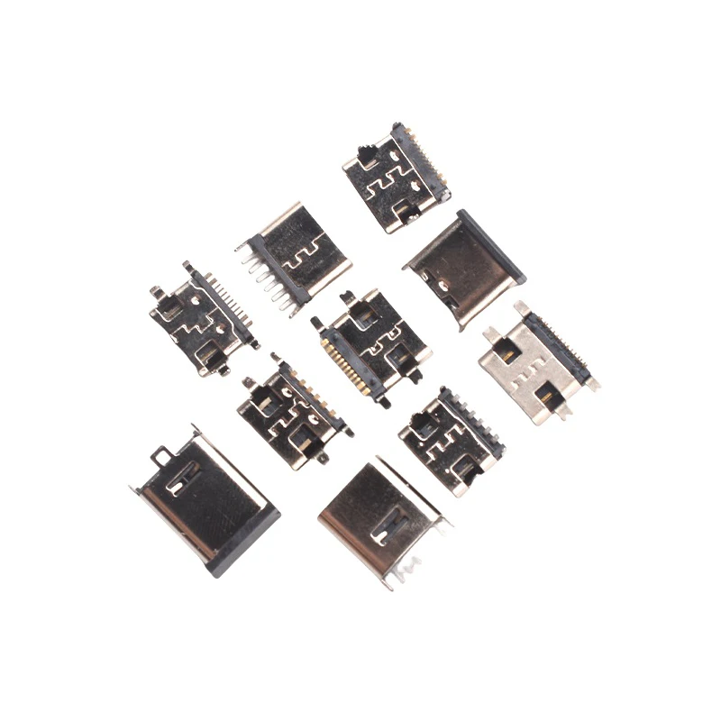 100PCS/Box 10Models Type-C USB Charging Dock Connectors Mix 6Pin And 16Pin Use For Phone And Digital Product Repair Kit