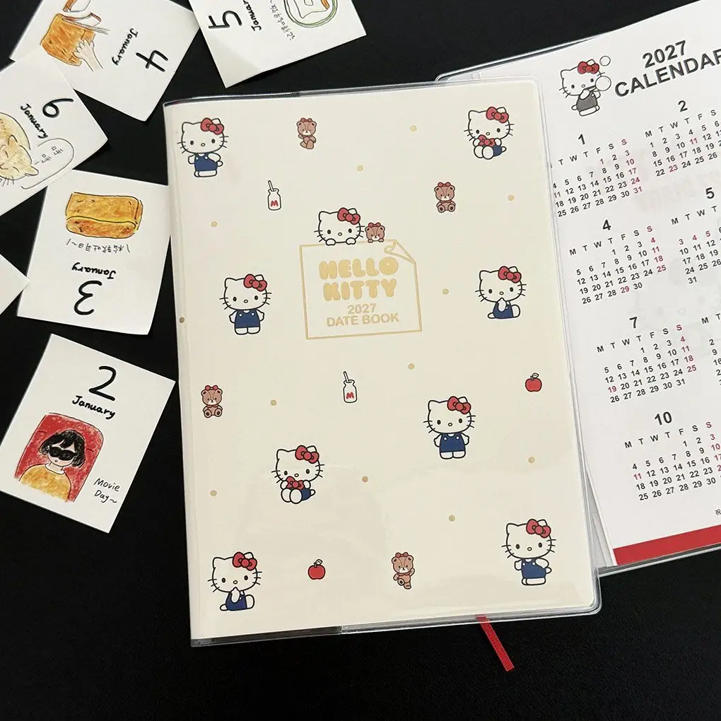 2027 New Sanrio Hello Kitty Monthly Planner Japanese Style Cartoon Student Schedule Notebook Cute Kawaii Lovely Send to Friends