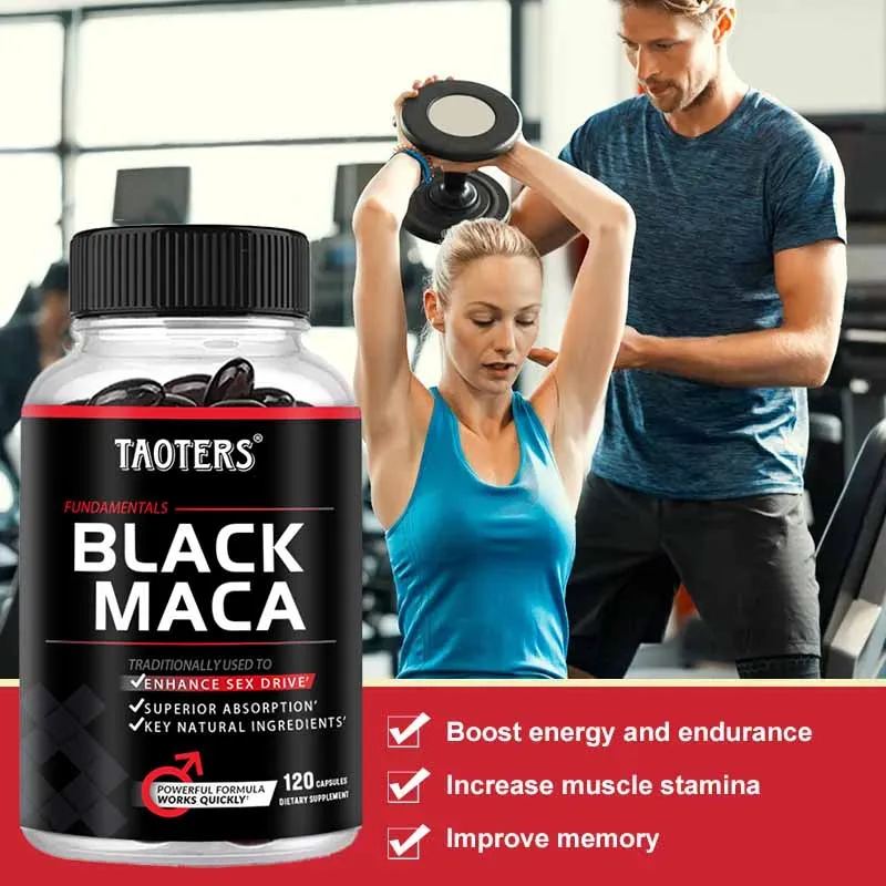 Taoters Black Maca Root Extract - for exercise endurance, energy supplement - building muscle, non-GMO