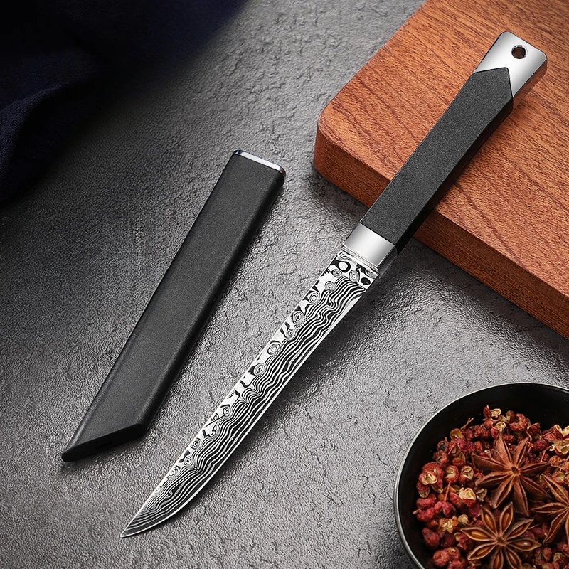 PLYS-Damascus steel grain fruit knife household knife sharp high hardness outdoor good use sharp