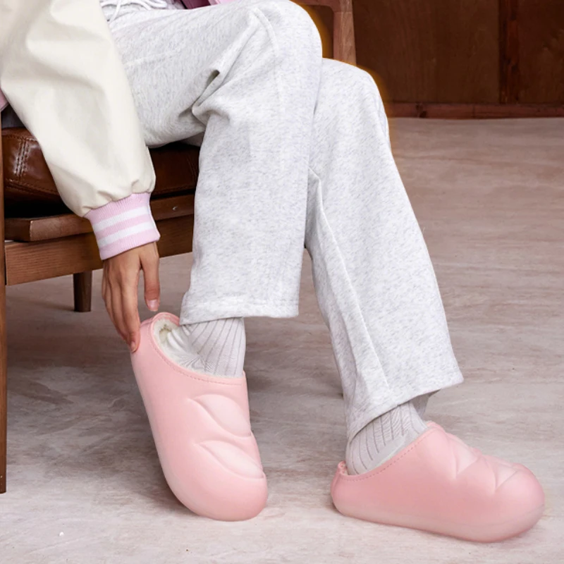 Veidoorn الرغيف الفرنسي شبشب منزل للنساء الرجال في الهواء الطلق المضادة للانزلاق الصوف الشتاء الانزلاق على الأحذية أفخم اصطف الدافئة تسد الجوارب مريحة #2