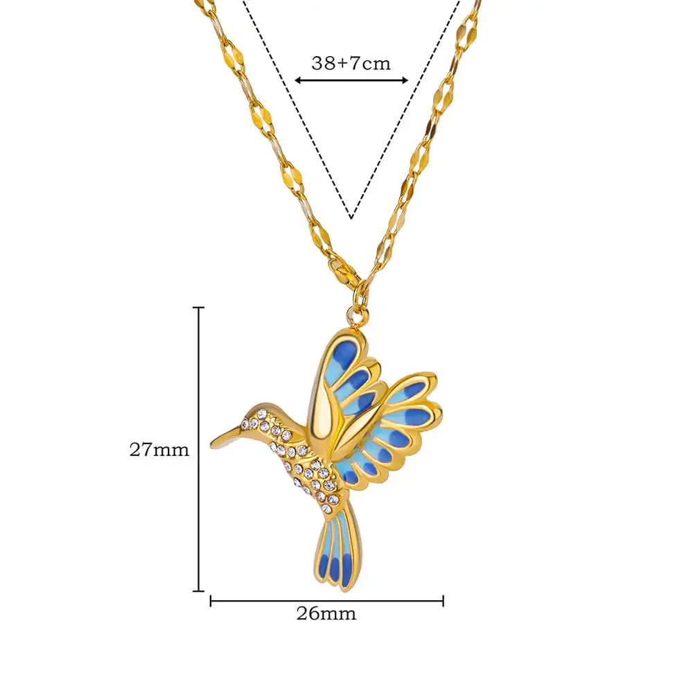 Collares de pájaros de colores para mujer, cadena de Color dorado de acero inoxidable, collar con colgante de hierba de corazón, joyería de boda, regalo nuevo