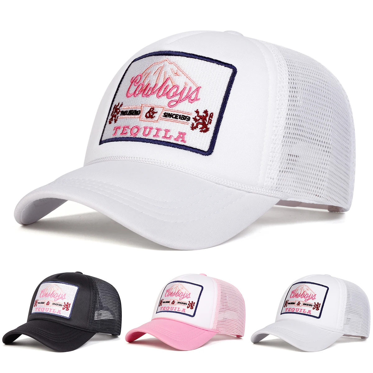 Gorras de red de béisbol con bordado de letras TEQUILA Unisex, gorras informales ajustables para exteriores para primavera y verano, sombrero de Hip Hop, sombrero protector solar