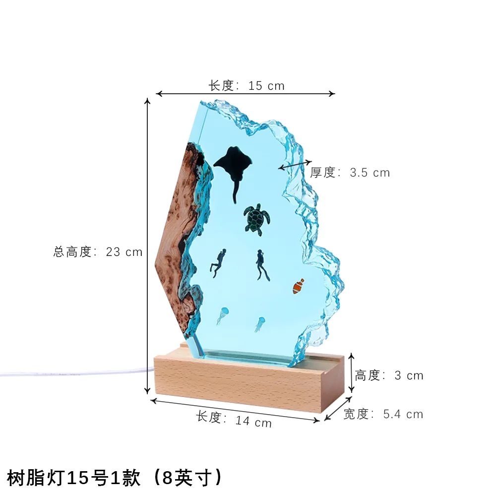 

Художественная фигурка «Подводный мир: Русалка, Морской кит, Дайвер» из массива дерева и смолы, лампа, креативное украшение для дома, изделие ручной работы