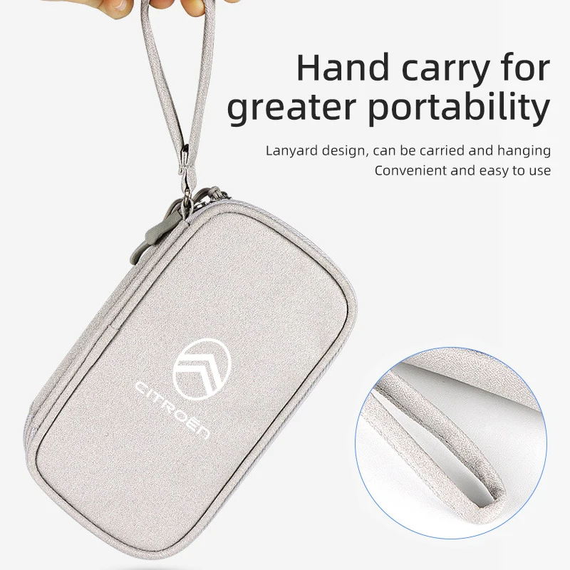 Car Digital Storage Bag USB Data Cable Organizer Accessories For Citroen C4 C3 C5 C1 C2 VTS Berlingo Celysee Xsara Picasso - view 4