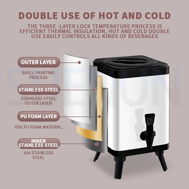 Balde isolado para chá de leite, resfriamento isolado para bebidas, balde de armazenamento de chá de leite, equipamento específico de loja de chá de leite de alta capacidade