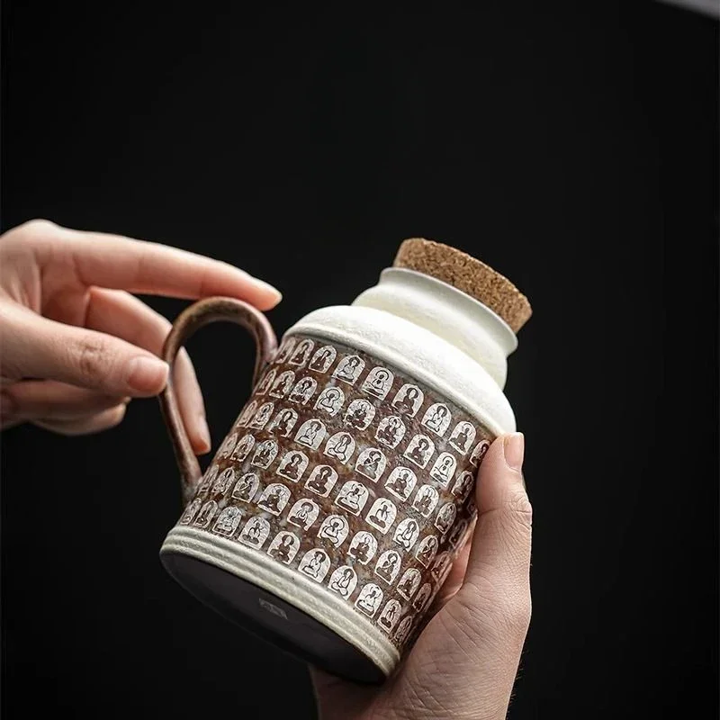 

Керамический маленький теплый горшок в стиле ретро, простой бытовой фаршистый чайник, теплый чайный сервиз для кунг-фу, креативный горшок для культуры Дуньхуан с крышкой