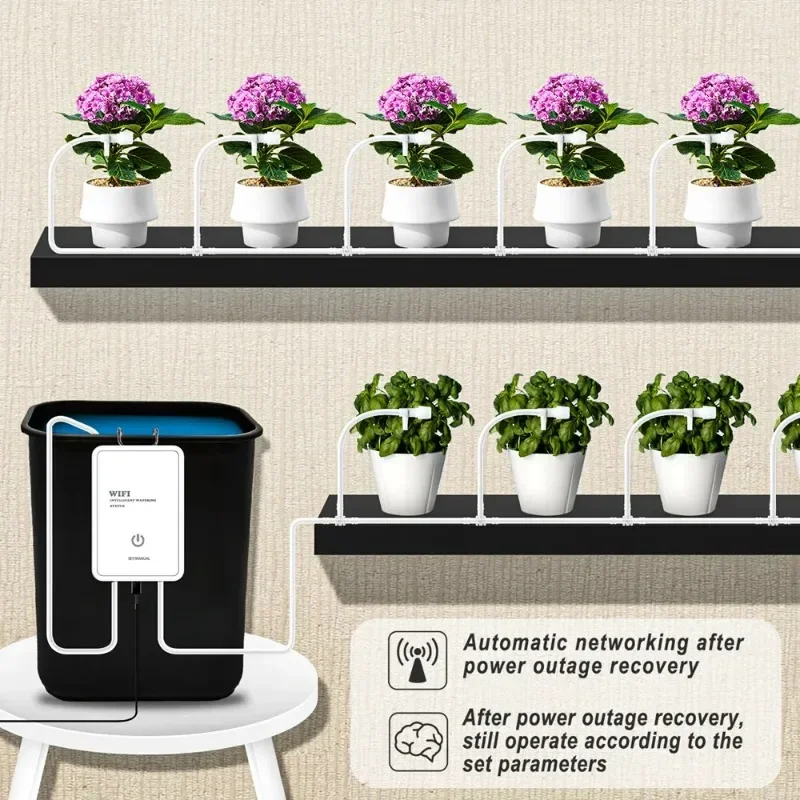 Imagem -02 - Dispositivo de Rega Automático Wifi Sistema Inteligente de Irrigação por Gotejamento Cronometrado App Controle para Jardim Planta em Vaso Temporizadores de Água