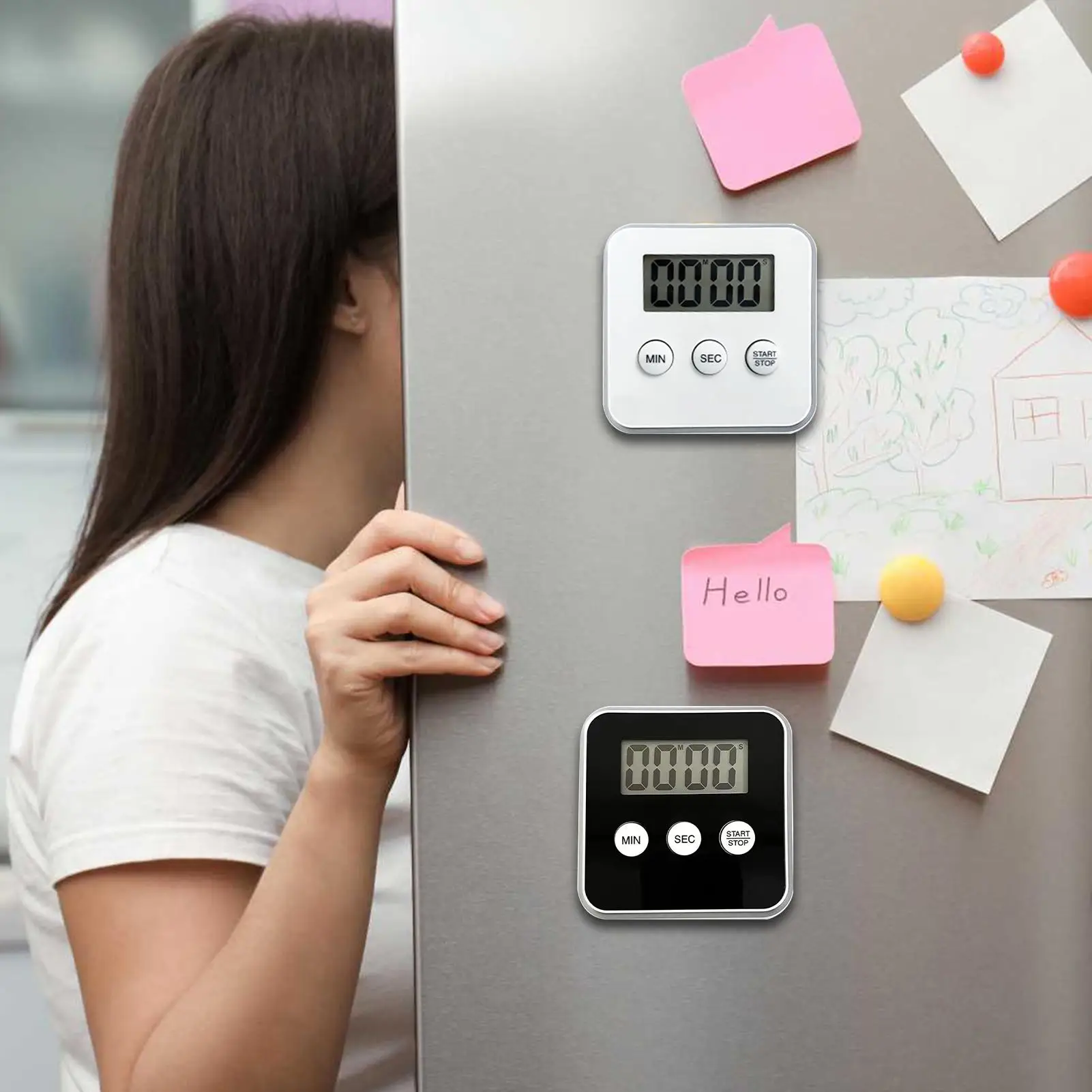 Digital Kitchen Timer Magnetic LCD Alarm Clock for Baking Cooking Sleeping Study School Office Meetings