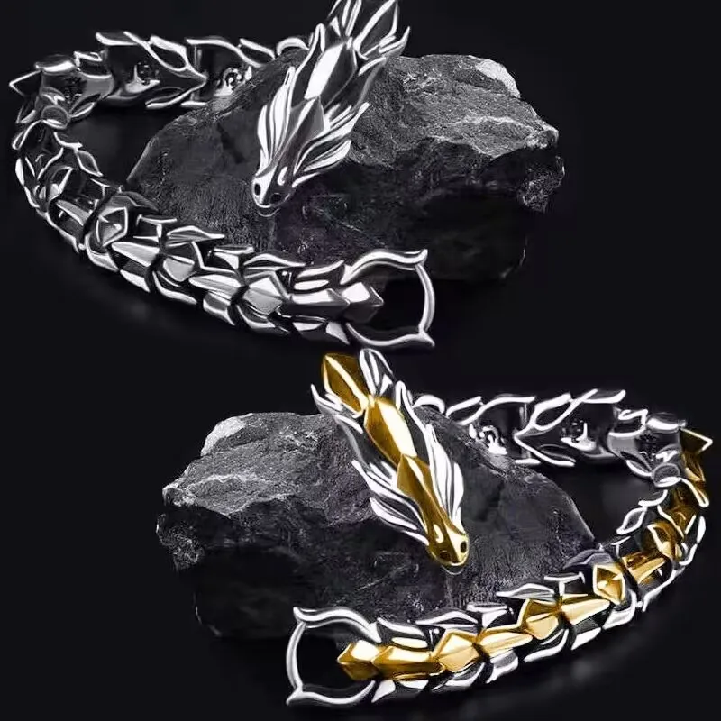 

Vintage Dragon Bracelets Bangles for Men Gothic Retro Animal Bracelets Bangles Punk Party Fashion Jewelry Accessories Gifts