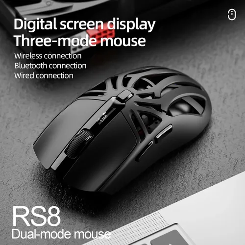 Imagen 1 del producto Ratón inalámbrico para juegos SmailWolf RS8, 2,4G, Bluetooth, trimodal, 1000Hz, diseño ergonómico hueco ultraligero, batería de larga duración
