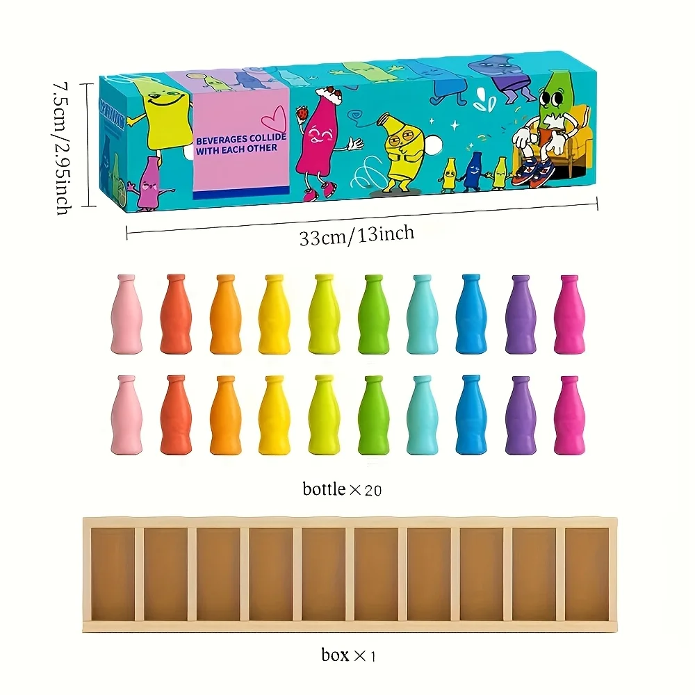 

Simulation of fun bottle drinks for memory and tabletop parent-child activity game puzzle