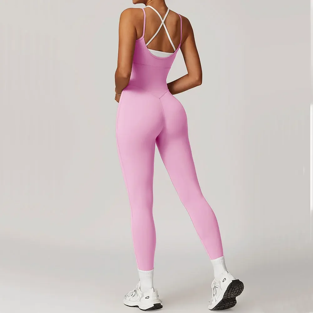 Ropa Sexy para mujer, conjunto de Yoga, monos con franjas de diferente Color, peleles de Fitness de una pieza, ropa deportiva sin mangas, conjunto de gimnasio, chándal de entrenamiento