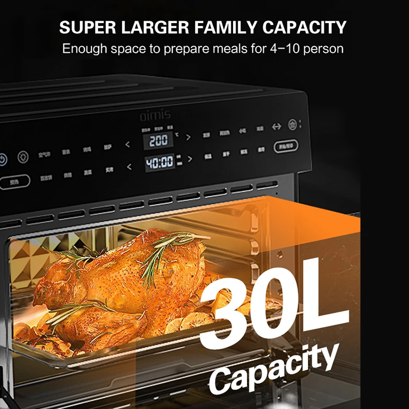 Smart 30L Digital 16 in 1 Air Oven with Rotisserie Fork Dual Chef Slope Touch Screen Electric Air Fryer Oven