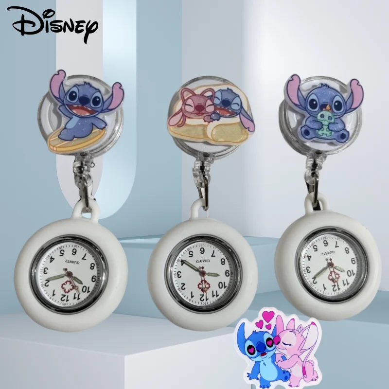 

Новые милые мультяшные стежки серии Disney, студенческие простые модные креативные универсальные медицинские светящиеся выдвижные карманные часы, подарки