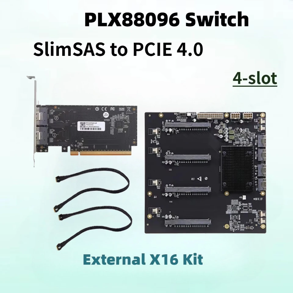 PLX88096 PCIe 4.0 5-Slot Expansion 4 Slot GPU Baseplate Card U.2 SSD 5 x PCIe 4.0 x16 Switch Board SFF-8654 SlimSAS To PCI-E 4.0
