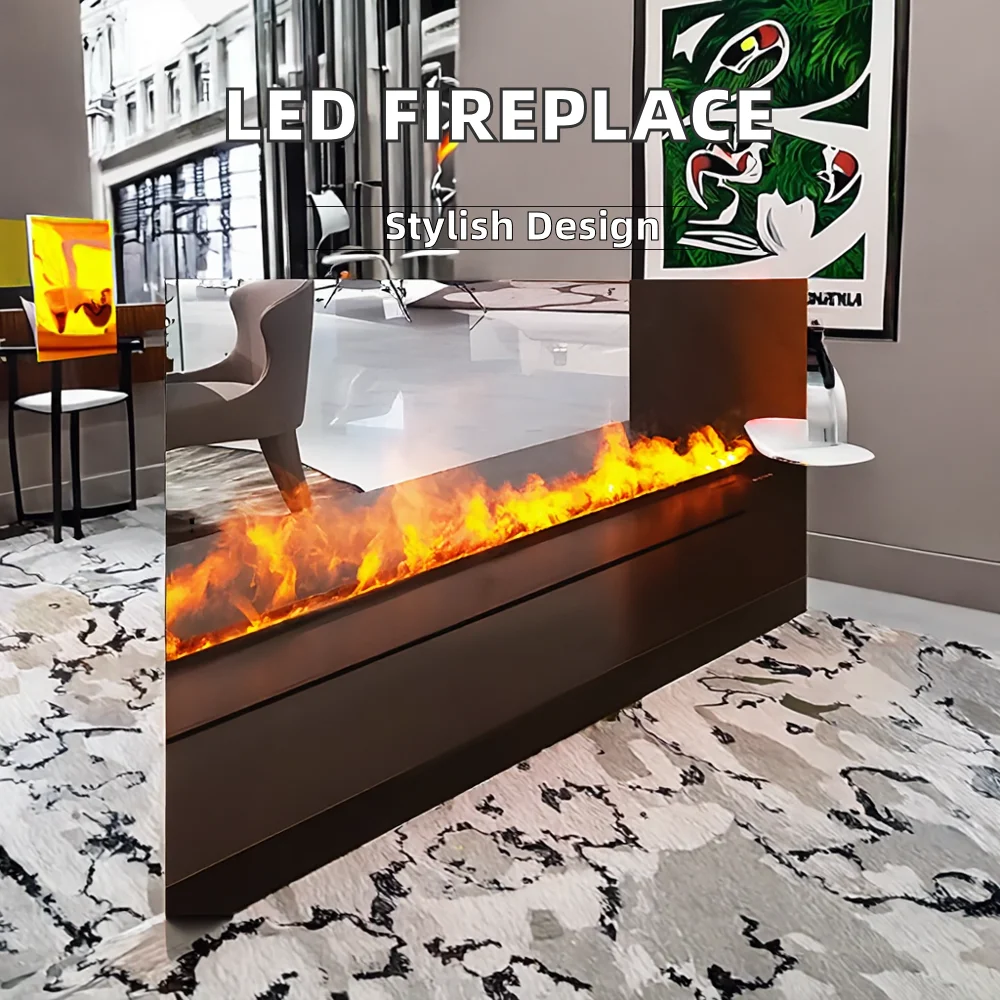 Customizable Electric Fireplace Remote Control Steam Water Color-Changing LED Wall Mounted Insert Steam Water Flame Humidifier