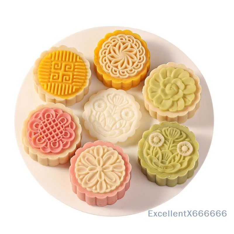 Plastic Hand Pressure Mooncake Mold Cherry Floral Cookie Stamp Food Grade for Bakery Home Pastry Baking Tools