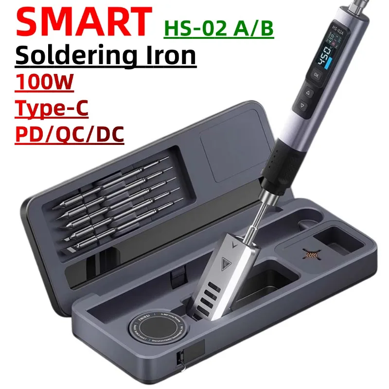

HS-02 Smart Soldering Station 9W-100W Electric Soldering Iron Adjustable Constant Temperature Fast Heat Solder Iron Kit