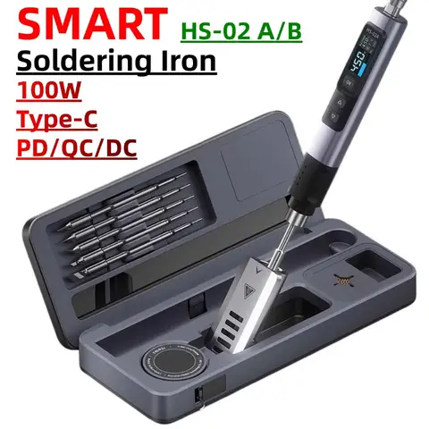 HS-02 스마트 납땜 스테이션 9W-100W 전기 납땜 인두 조정 가능한 일정한 온도 빠른 열 납땜 인두 키트