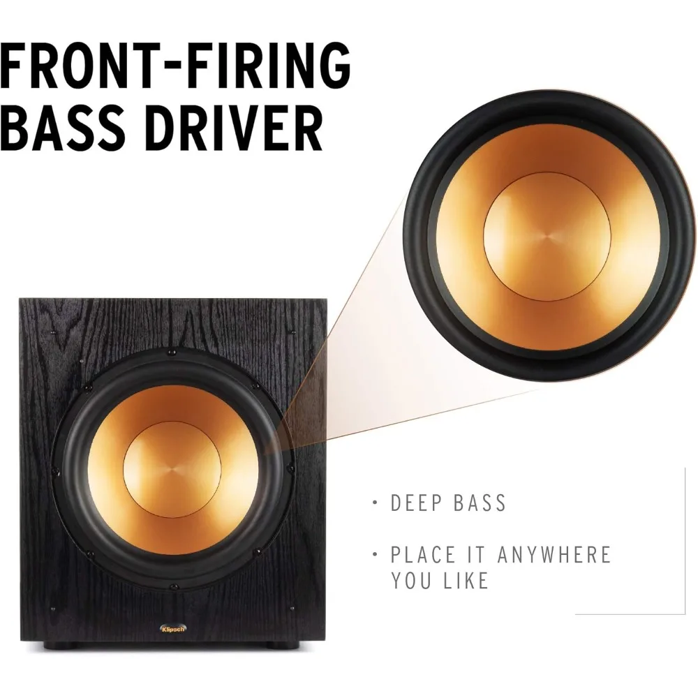 10” Front-Firing Subwoofer with 150 Watts of continuous power, 300 watts of Dynamic Power, and All-Digital Amplifier