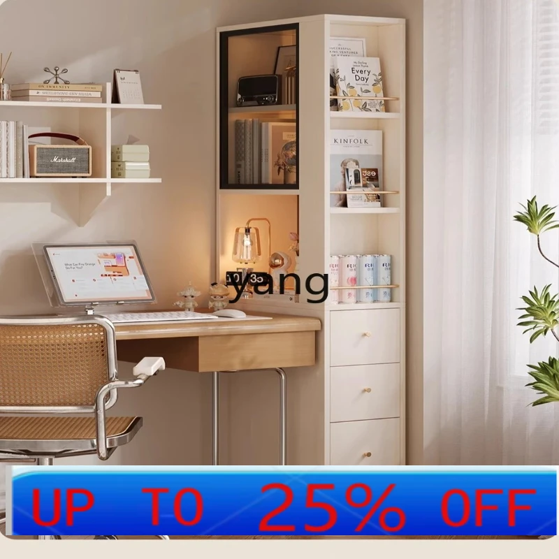 

LH Cream Wind Style Bookcase with Glass Door Display Cabinet Light Luxury Solid Wood Storage Combination Cabinet