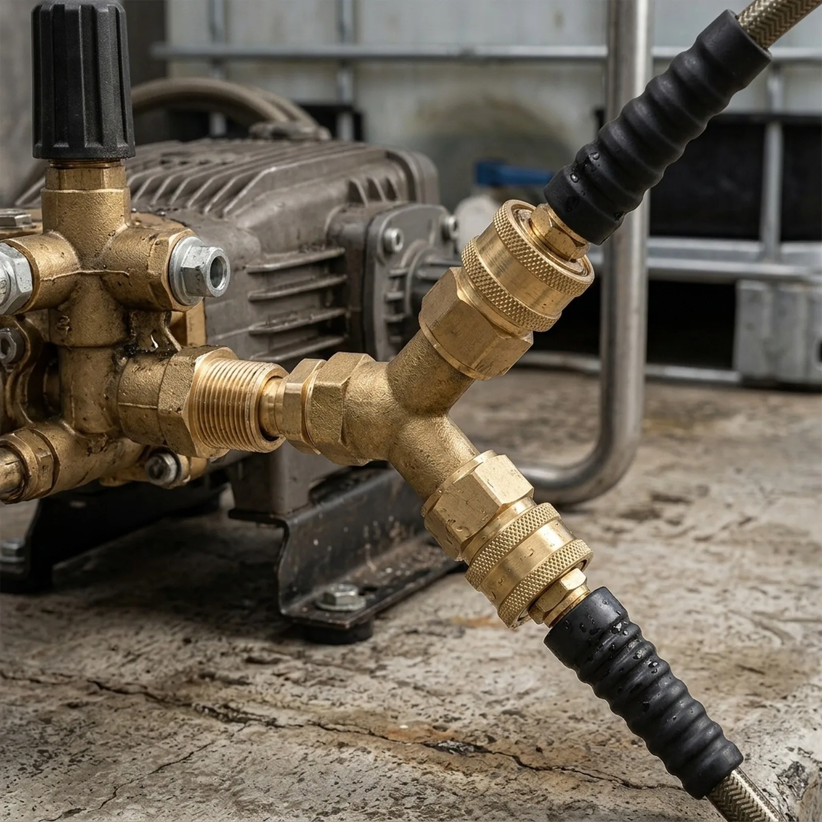 3/8 Fitting Pressure Washer Tee 5000PSI Splitter Coupler Brass Quick Connect Two To 1PC 4.0 GPM Accessories 3/8
