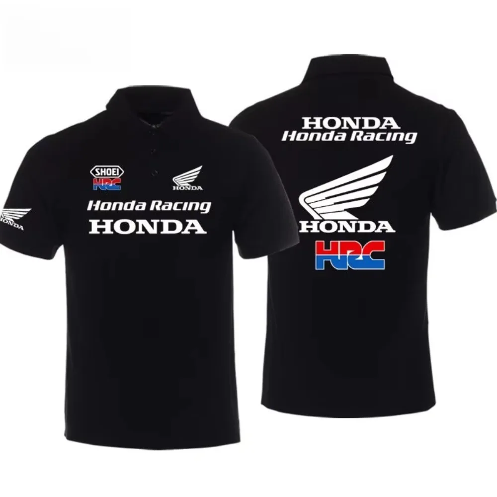 Honda camisas polo masculinas e femininas verão crb não-dupla asa de ouro camiseta corrida motocicleta manga curta primavera e outono topo