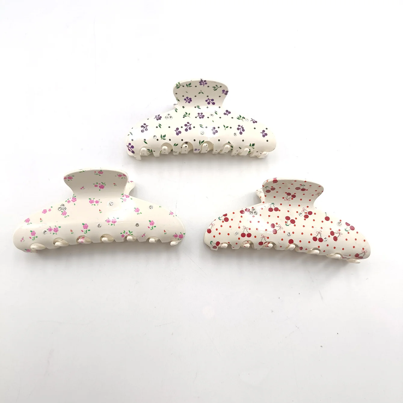 새로운 대형 11CM 꽃 체리 파악 클립 헤어 스타일 다채로운 상어 게 헤어 그립 헤어 클로 클립 헤어 액세서리 여성을위한