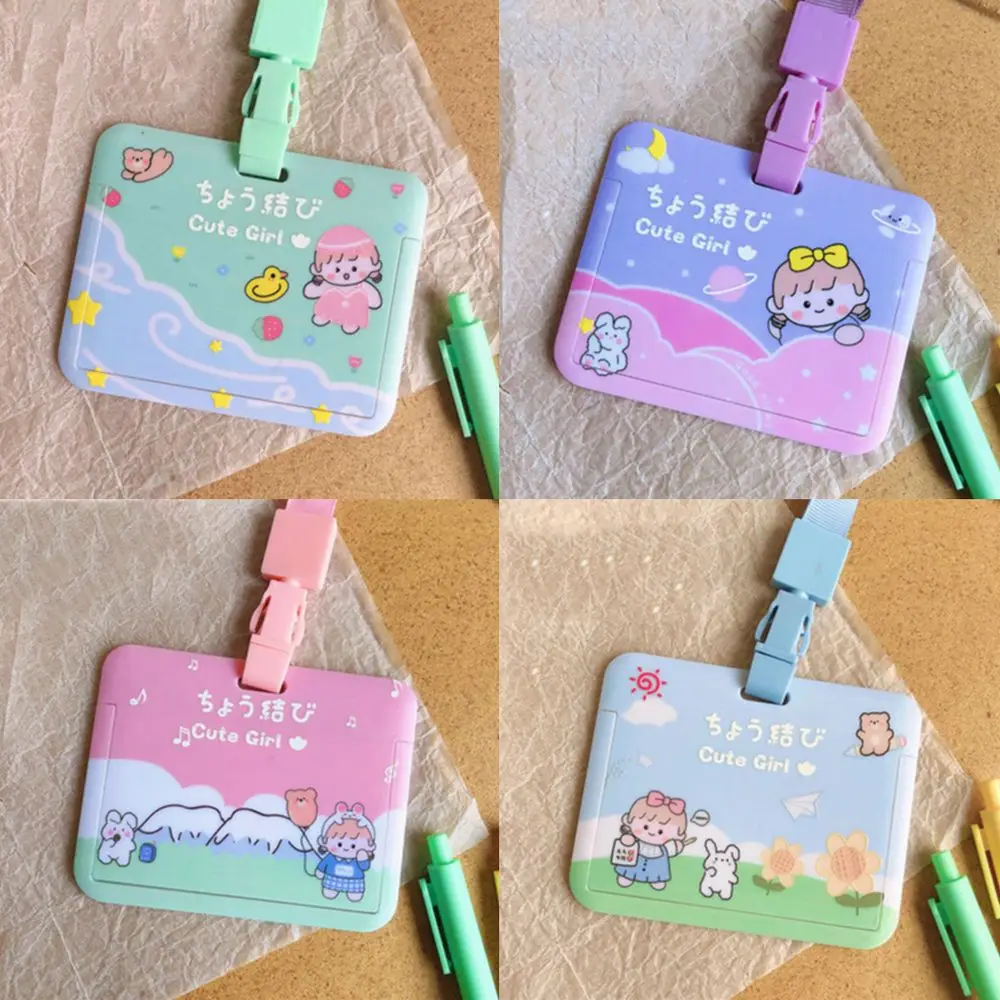 Student Cute Bank Card Lanyard Meal Card Cartoon Card Case Card Holder Bus Card Cover Credit ID Card