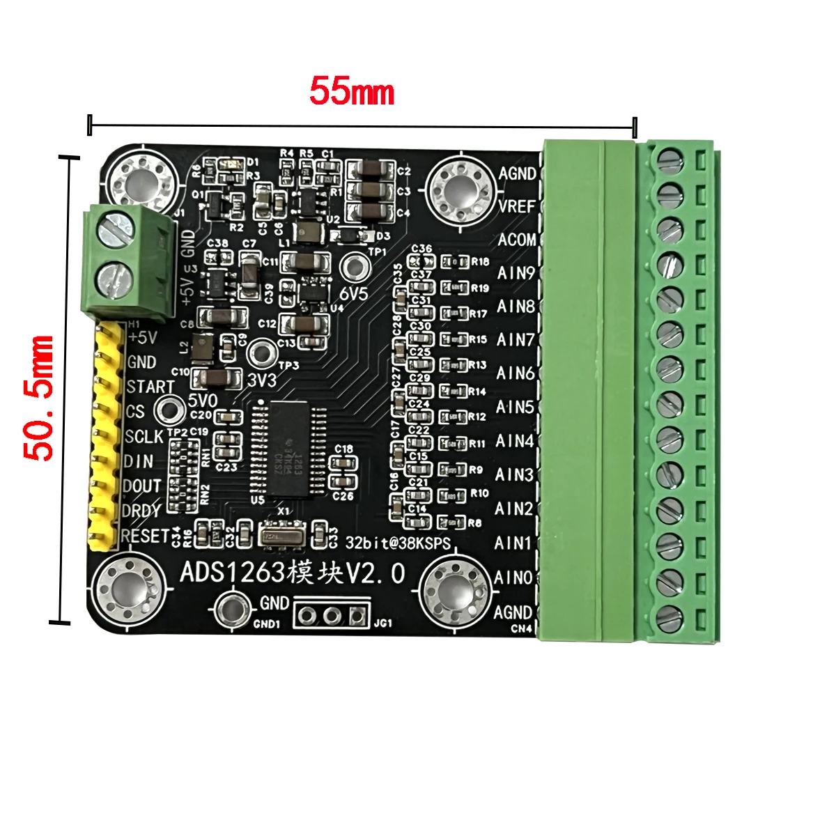 

Модуль ADS1263 10-канальный 32-битный 38K прецизионный малоскоростной АЦП сбора данных Модуль аналого-цифрового преобразователя